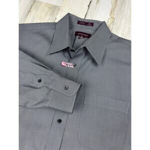 Nordstrom Relaxed Smartcare Cotton Grey‎ Dress Button Up- Size 17-33